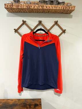 Nike Dri-FIT Men's XL 1/4 Zip Colorblock Running Pullover Orange and Navy